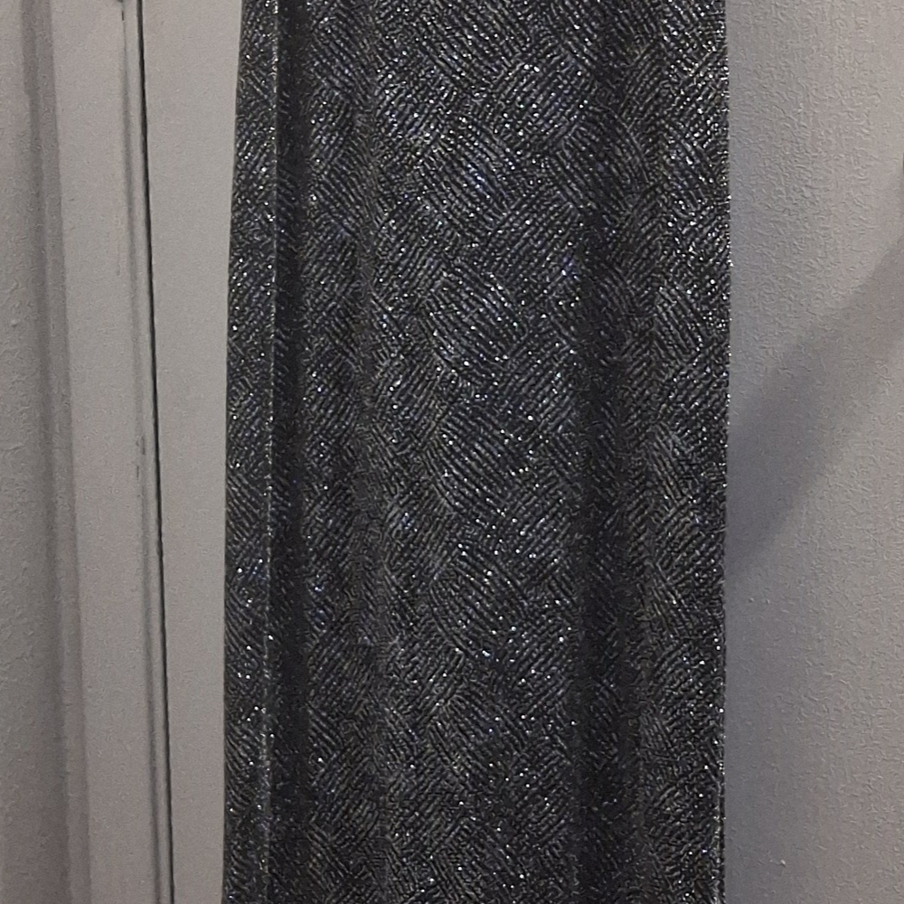 Chic Metallic Gray Maxi Skirt